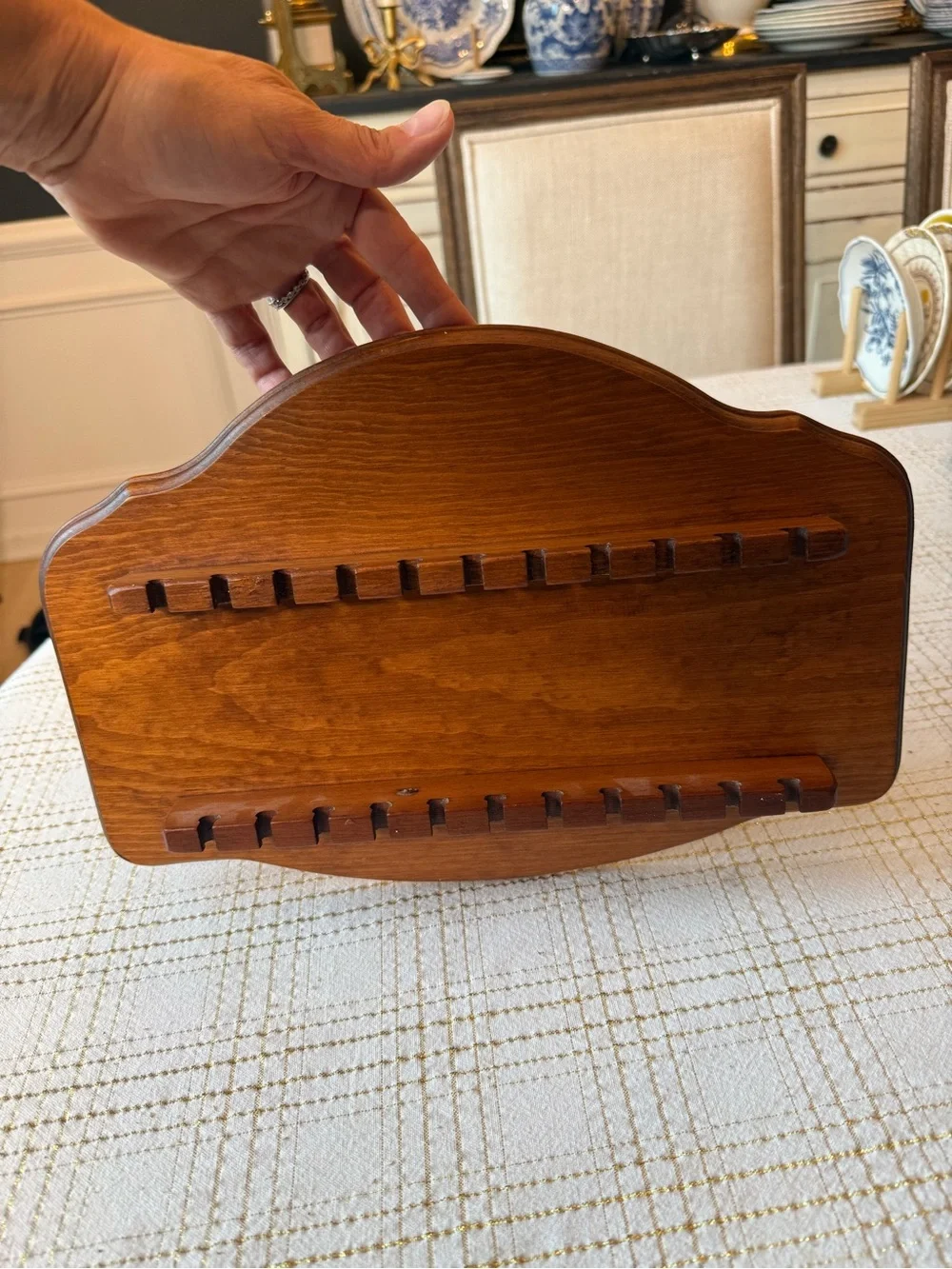Vintage wood souvenir spoon display rack